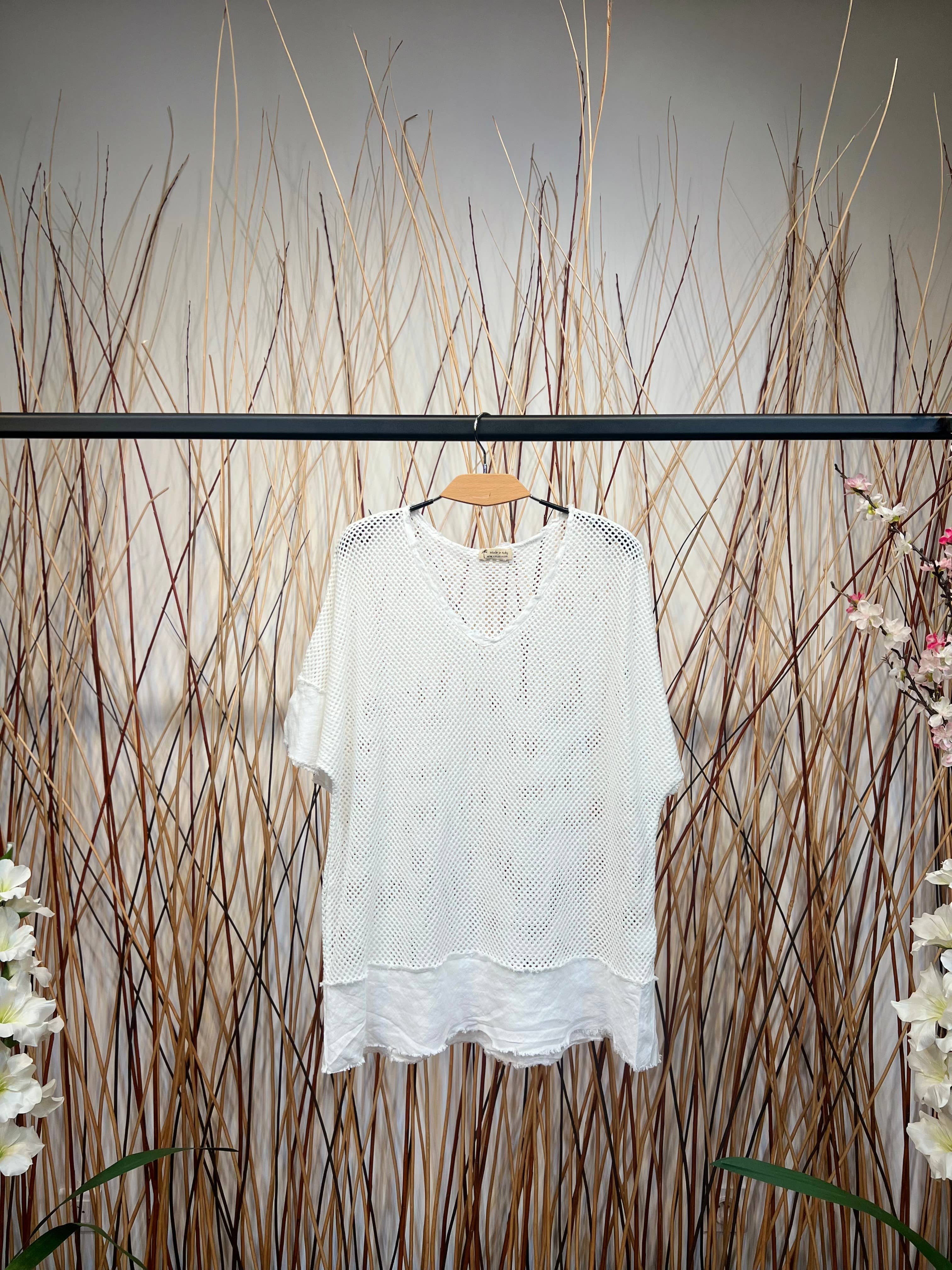 Puuvilla / pellava v-aukkoinen t-paita