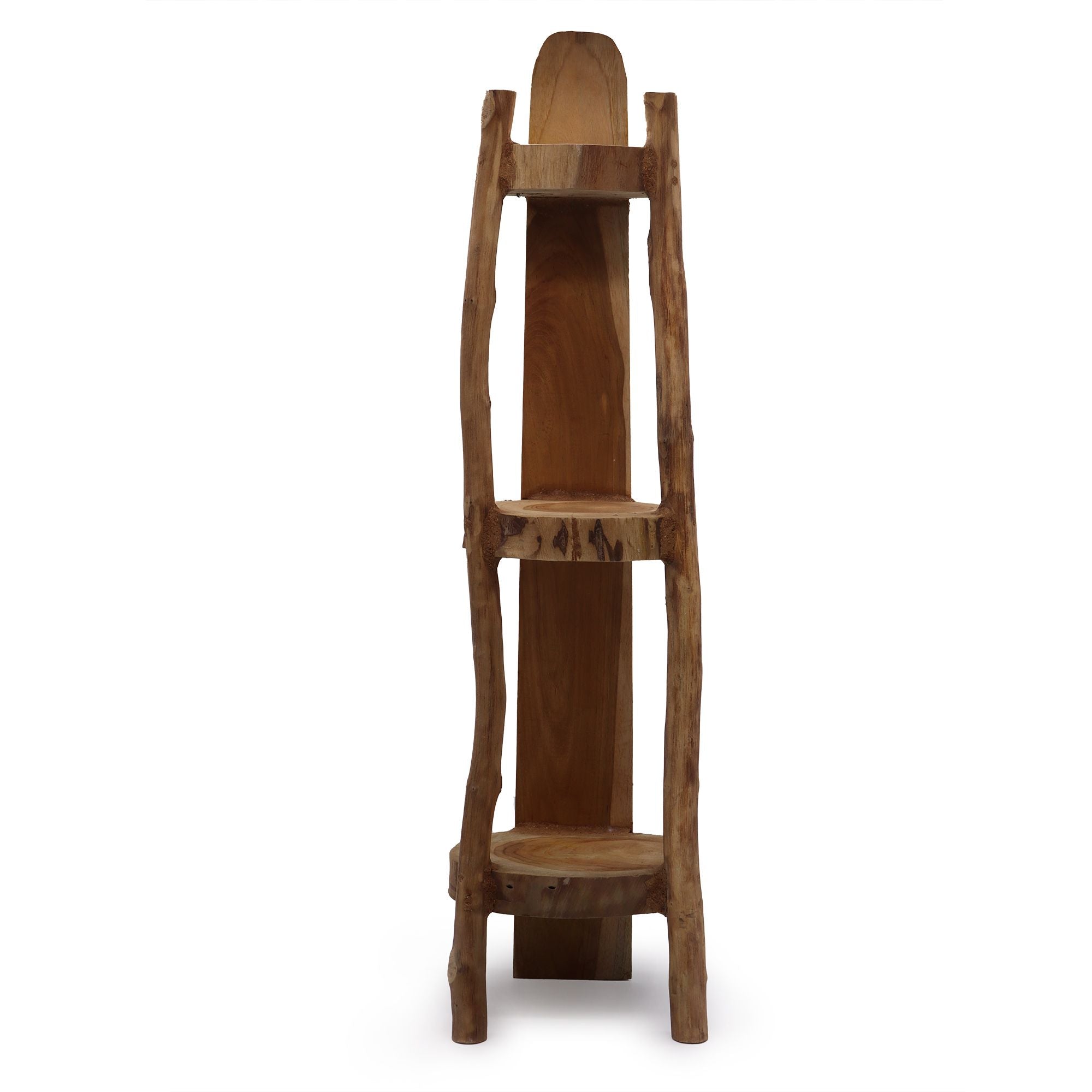 Tiikkikulmateline, 3 hyllyä - 90 cm korkea